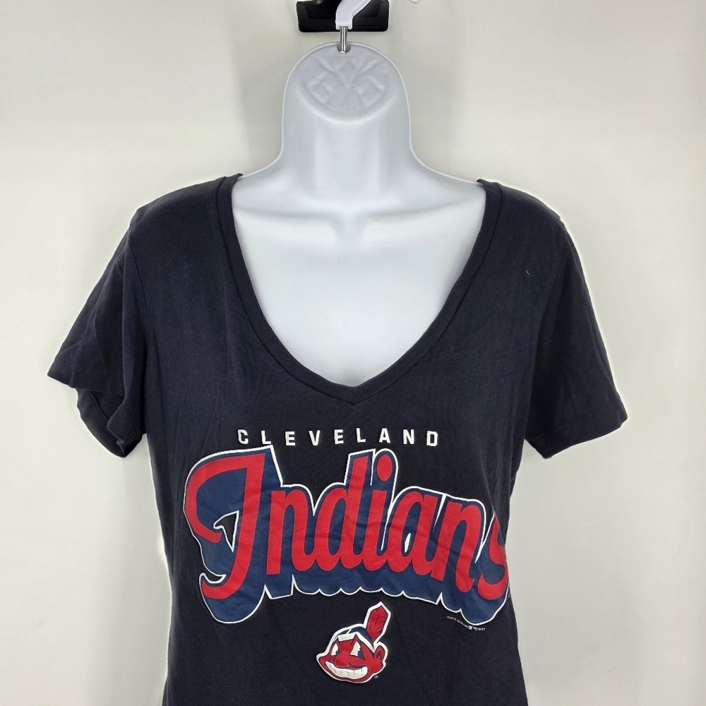 Vtg Cleveland Indians T Shirt Genuine Merchandise Women Size XL V Neck - Picture 5 of 6